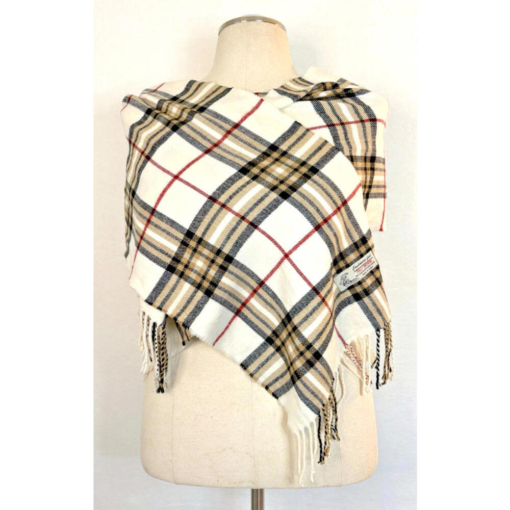Classic Plaid "Cashmere" Feel Soft Scarf 13x66 With Fringe